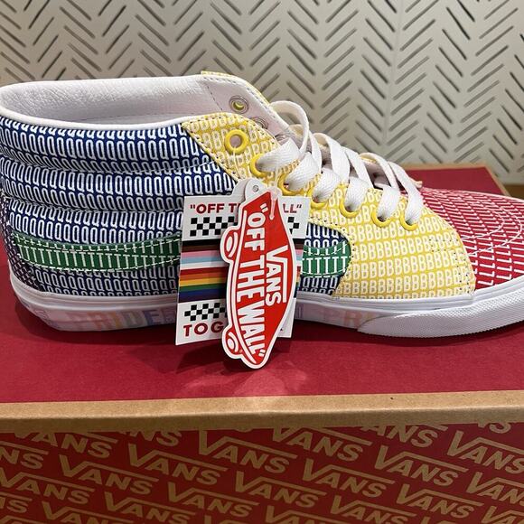 NEW MENS VANS SKATE SK-8 Hi PRIDE‎ RAINBOW CANVAS SHOES SIZE 10 Colorful main image 8